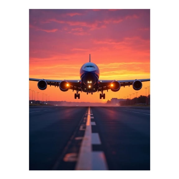 Diamond Art Kits for Adults - 5d Airplane Landing Sunset Glow Diamond Painting for Adults, Diamond Art for Adults Beginners, Diamond Painting Kits for Adults for Home Wall Decor