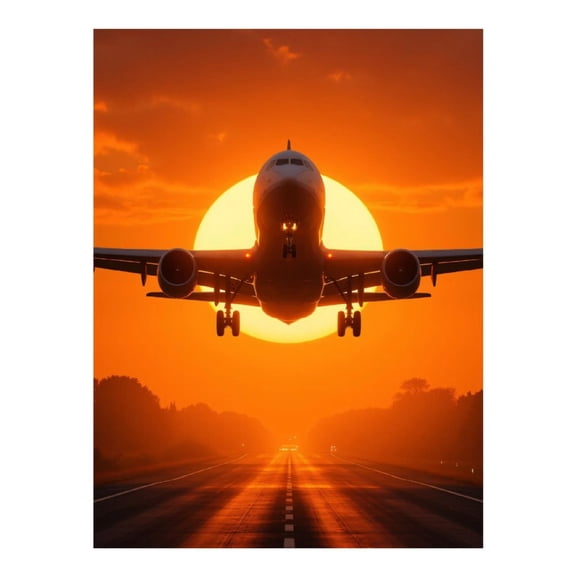 Diamond Art Kits for Adults - 5d Airplane Sunset Runway Scenery Diamond Painting for Adults, Diamond Art for Adults Beginners, Diamond Painting Kits for Adults for Home Wall Decor