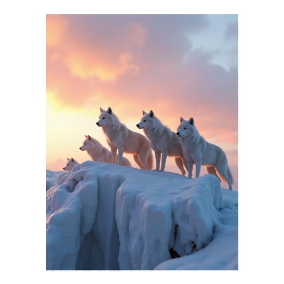 Diamond Art Kits for Adults - 5d Arctic Wolves On Icy Cliff Sunset Diamond Painting for Adults, Diamond Art for Adults Beginners, Diamond Painting Kits for Adults for Home Wall Decor