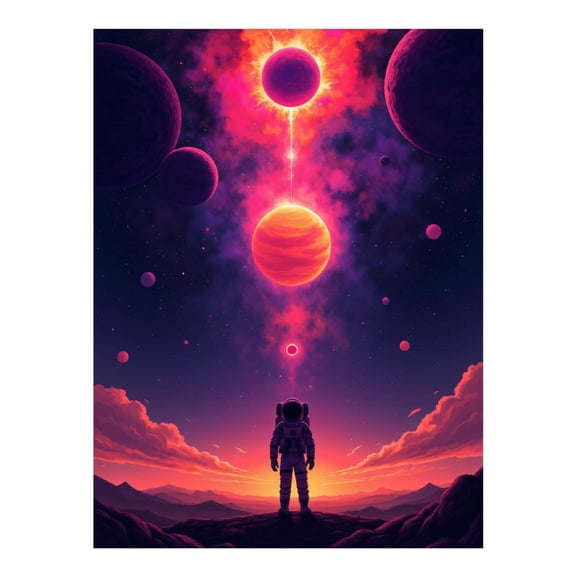Diamond Art Kits for Adults - 5d Astronaut Staring Cosmic Sunset Planets Diamond Painting for Adults, Diamond Art for Adults Beginners, Diamond Painting Kits for Adults for Home Wall Decor