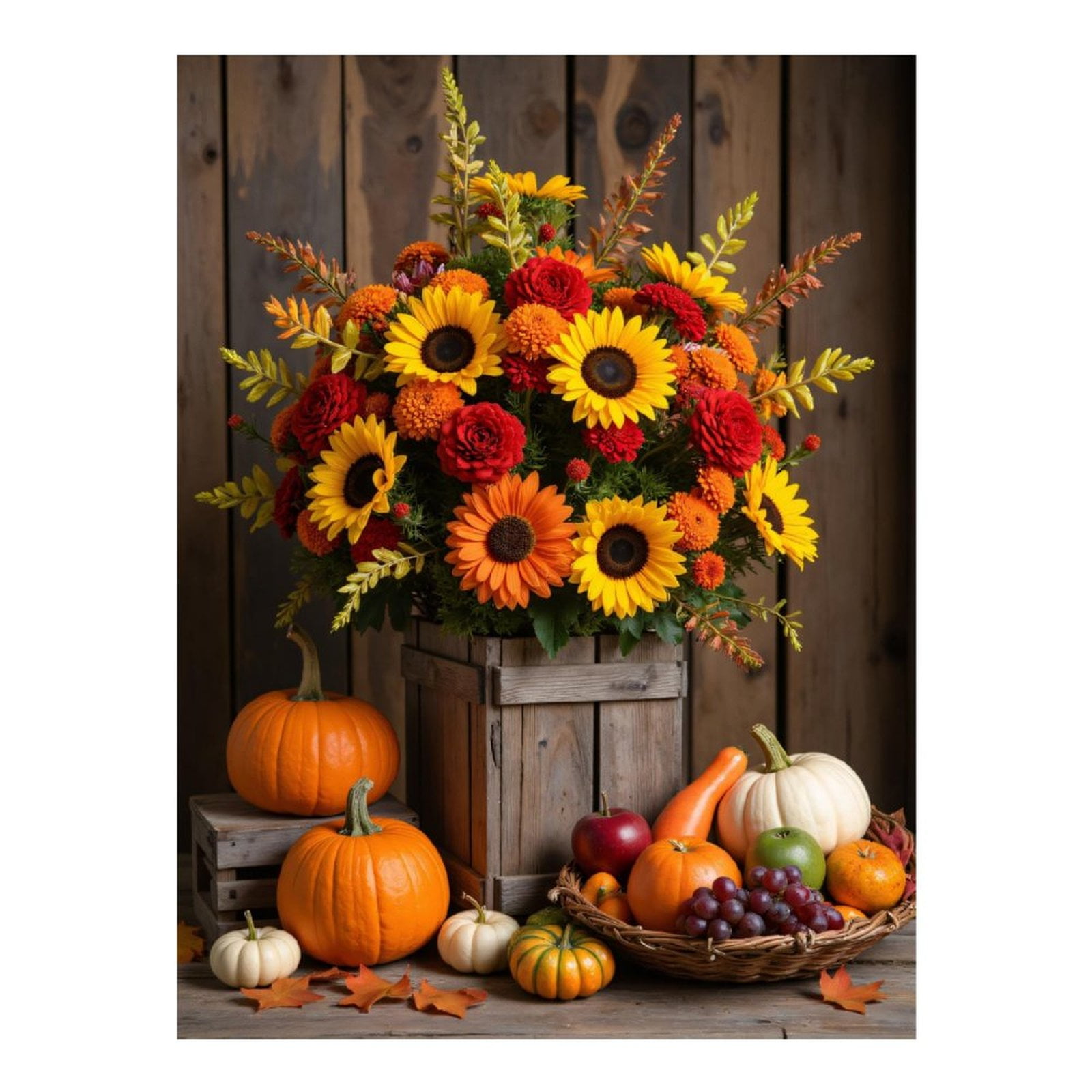 Diamond Art Kits for Adults - 5d Autumn Harvest Floral Decor Pumpkins Diamond Painting for Adults, Diamond Art for Adults Beginners, Diamond Painting Kits for Adults for Home Wall Decor