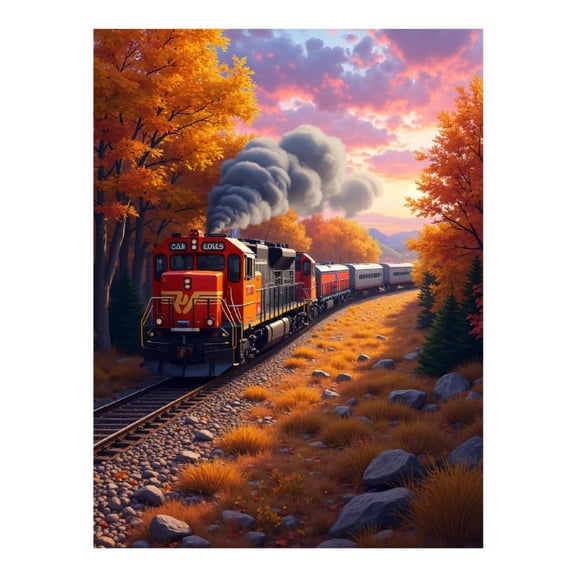 Diamond Art Kits for Adults - 5d Autumn Train Journey Scenic Landscape Diamond Painting for Adults, Diamond Art for Adults Beginners, Diamond Painting Kits for Adults for Home Wall Decor