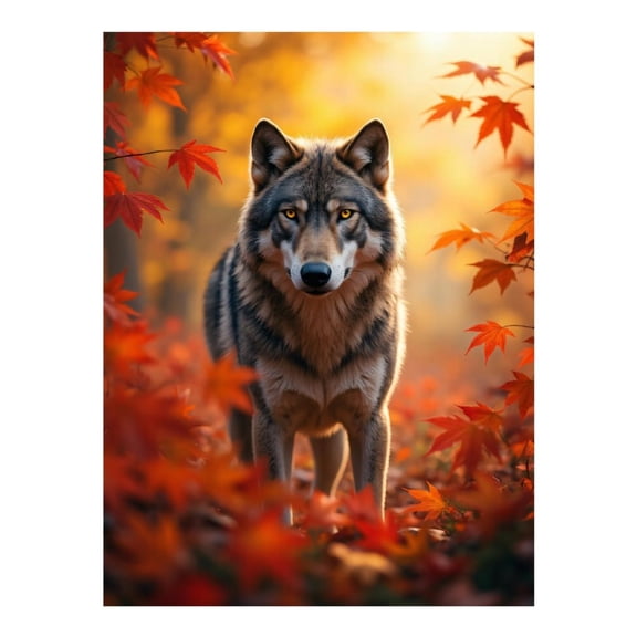 Diamond Art Kits for Adults - 5d Autumn Wolf In Forest Glow Diamond Painting for Adults, Diamond Art for Adults Beginners, Diamond Painting Kits for Adults for Home Wall Decor