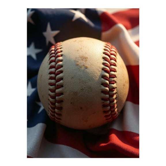 Diamond Art Kits for Adults - 5d Baseball On Flag Fabric Diamond Painting for Adults, Diamond Art for Adults Beginners, Diamond Painting Kits for Adults for Home Wall Decor