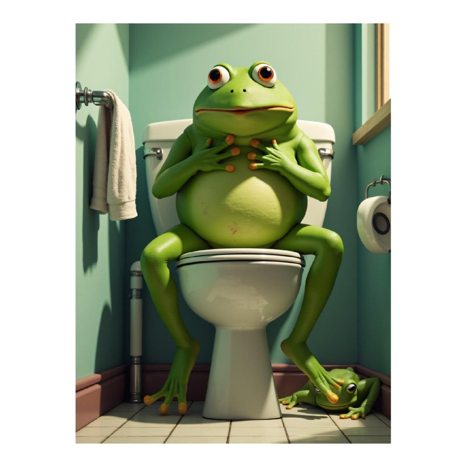 Diamond Art Kits for Adults - 5d Bathroom Frog on White Toilet Diamond Painting for Adults, Diamond Art for Adults Beginners, Diamond Painting Kits for Adults for Home Wall Decor