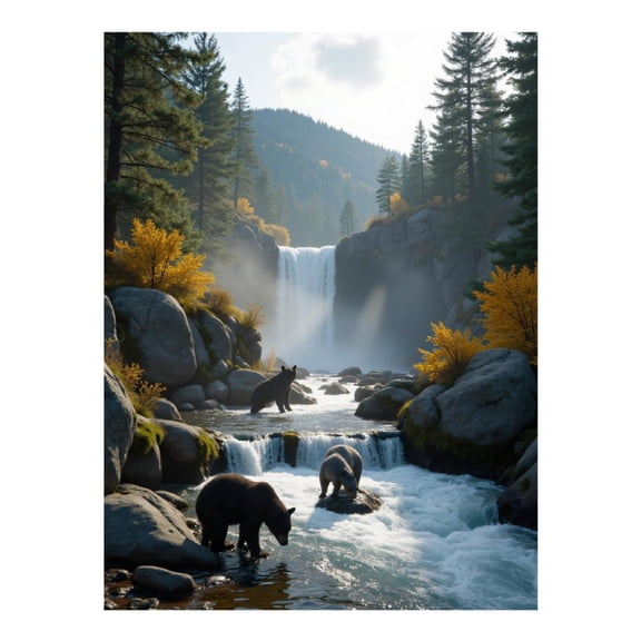 Diamond Art Kits for Adults - 5d Bear Creek Serenity Waterfall Scene Diamond Painting for Adults, Diamond Art for Adults Beginners, Diamond Painting Kits for Adults for Home Wall Decor