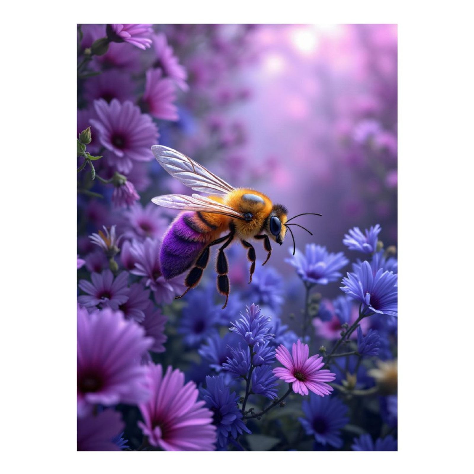 Diamond Art Kits for Adults - 5d Bee Among Vibrant Spring Flowers Diamond Painting for Adults, Diamond Art for Adults Beginners, Diamond Painting Kits for Adults for Home Wall Decor