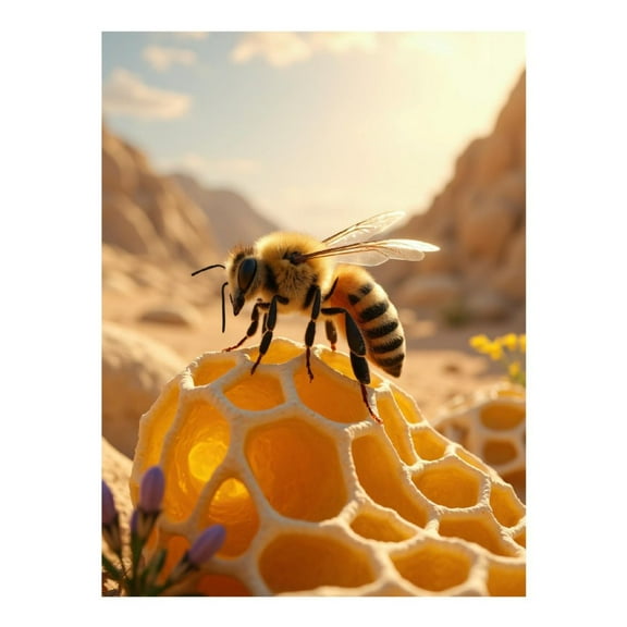 Diamond Art Kits for Adults - 5d Bee On Honeycomb Desert Studio Diamond Painting for Adults, Diamond Art for Adults Beginners, Diamond Painting Kits for Adults for Home Wall Decor