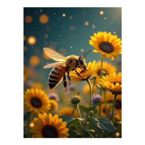 Diamond Art Kits for Adults - 5d Bee Sunflower Garden Glow Diamond Painting for Adults, Diamond Art for Adults Beginners, Diamond Painting Kits for Adults for Home Wall Decor