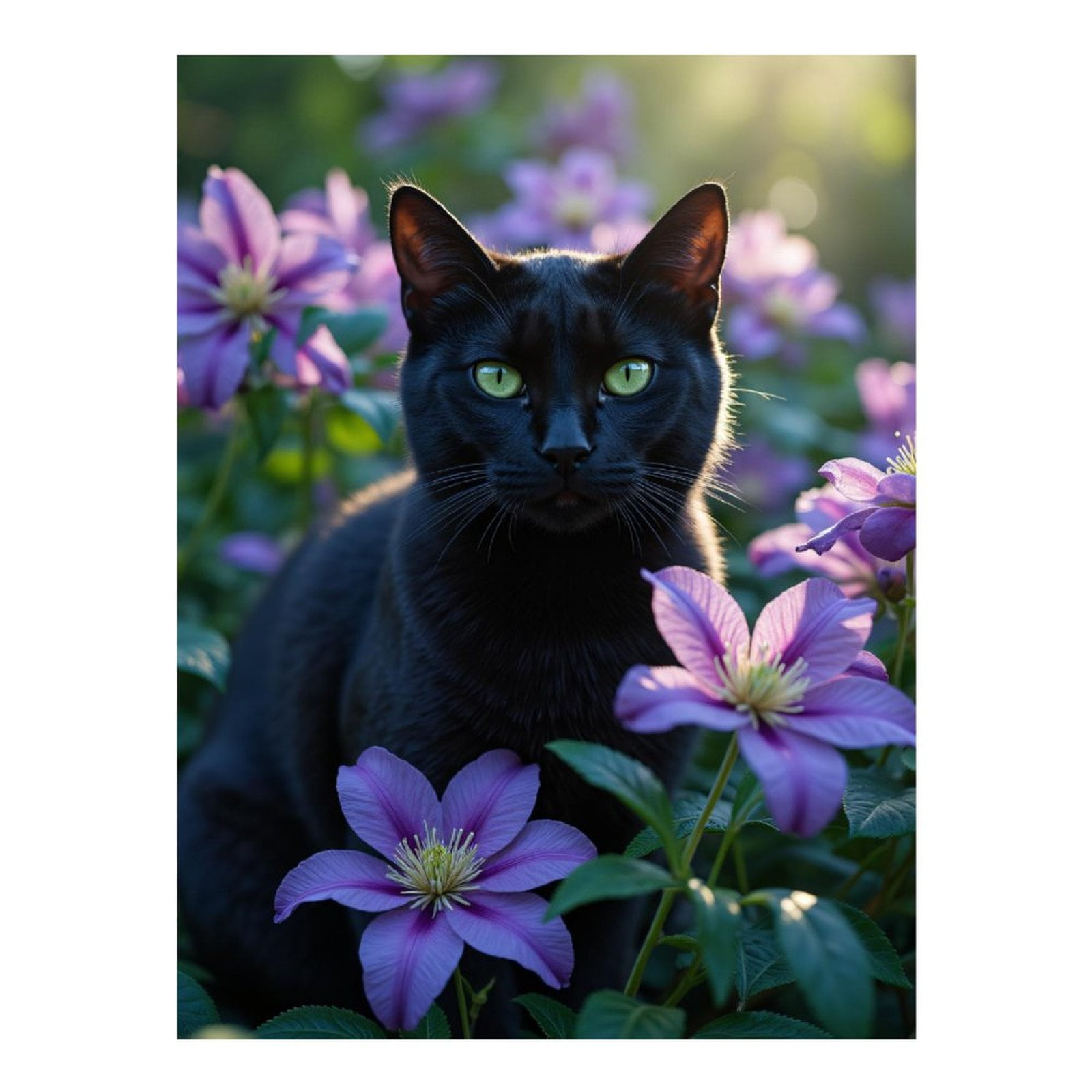 Diamond Art Kits for Adults - 5d Black Cat Among Purple Blossoms Diamond Painting for Adults, Diamond Art for Adults Beginners, Diamond Painting Kits for Adults for Home Wall Decor