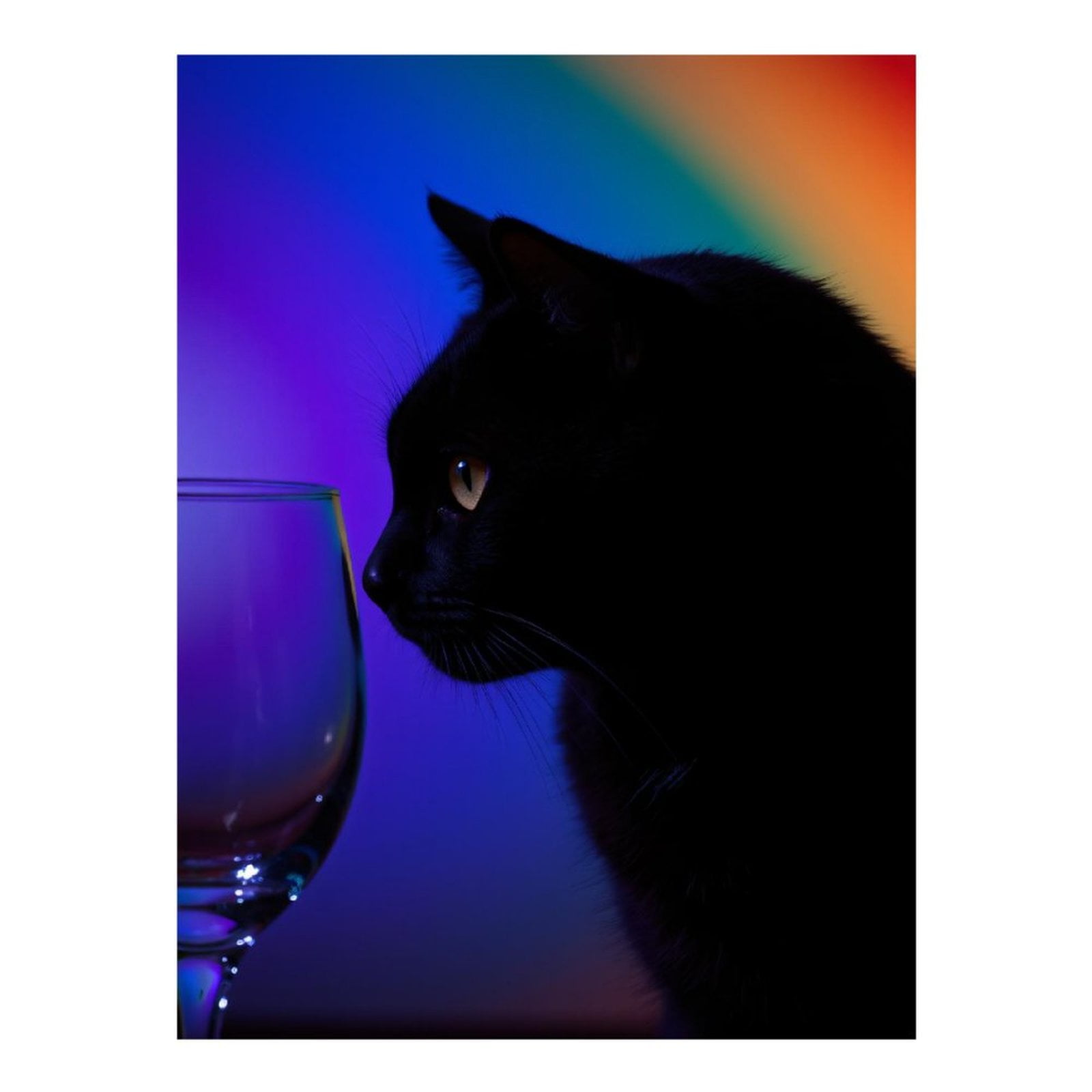Diamond Art Kits for Adults - 5d Black Cat Rainbow Silhouette Glass Diamond Painting for Adults, Diamond Art for Adults Beginners, Diamond Painting Kits for Adults for Home Wall Decor