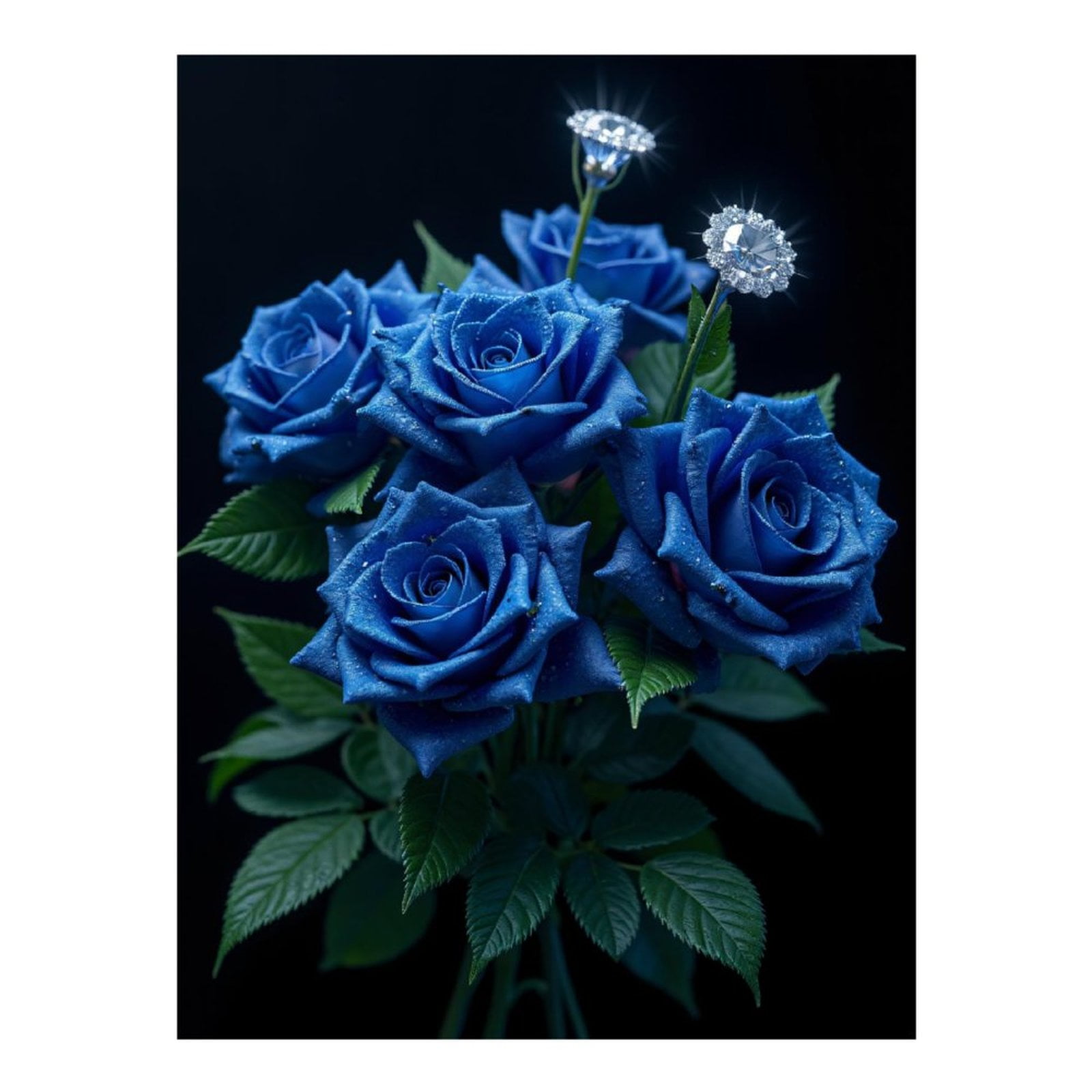 Diamond Art Kits for Adults - 5d Blue Roses Dewy Sparkling Blooms Diamond Painting for Adults, Diamond Art for Adults Beginners, Diamond Painting Kits for Adults for Home Wall Decor