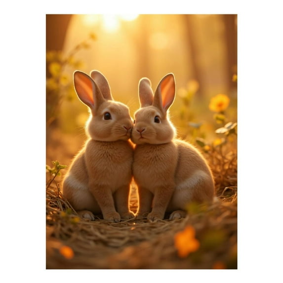 Diamond Art Kits for Adults - 5d Bunnies In Sunlit Forest Diamond Painting for Adults, Diamond Art for Adults Beginners, Diamond Painting Kits for Adults for Home Wall Decor