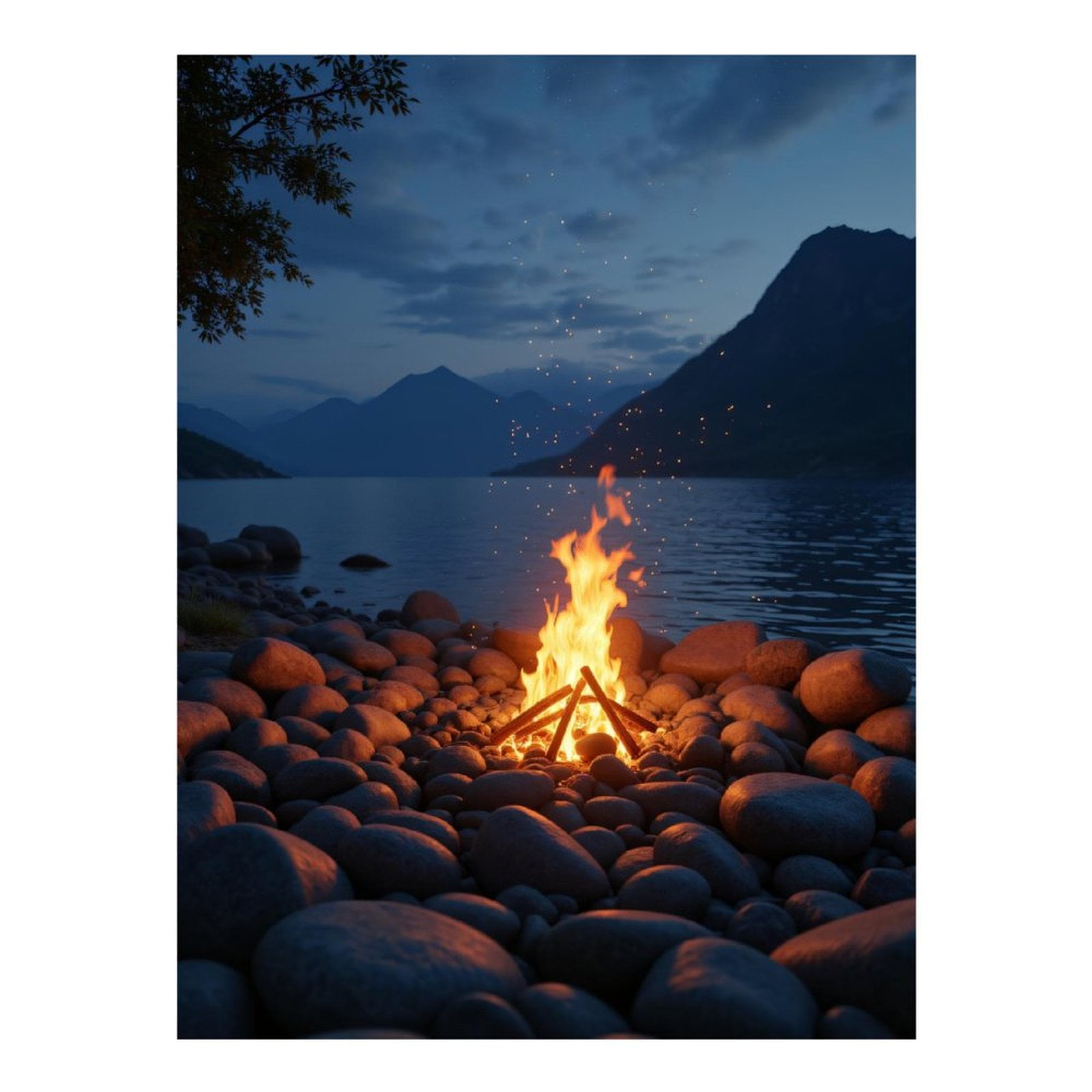 Diamond Art Kits for Adults - 5d Campfire Lake Sunset Rocks Diamond Painting for Adults, Diamond Art for Adults Beginners, Diamond Painting Kits for Adults for Home Wall Decor