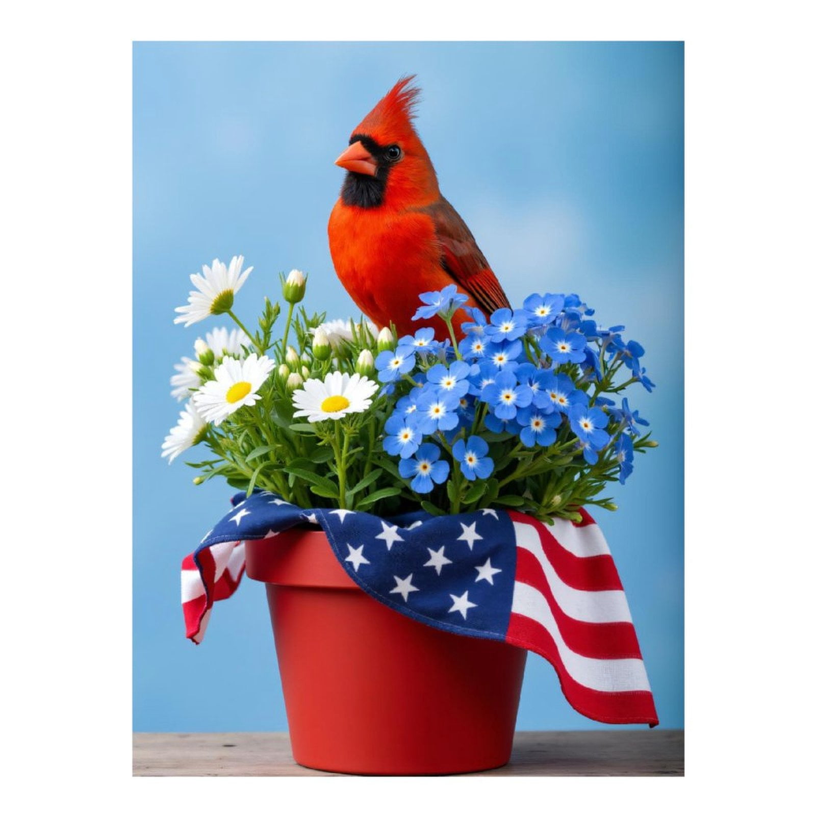 Diamond Art Kits for Adults - 5d ```Cardinal With Patriotic Flower Arrangement``` Diamond Painting for Adults, Diamond Art for Adults Beginners, Diamond Painting Kits for Adults for Home Wall Decor