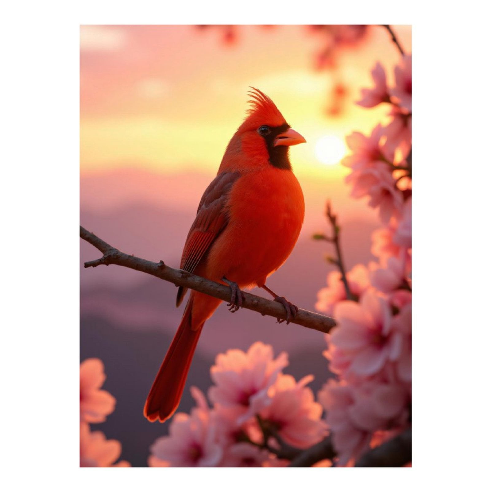 Diamond Art Kits for Adults - 5d Cardinal Sunset Blossoms Diamond Painting for Adults, Diamond Art for Adults Beginners, Diamond Painting Kits for Adults for Home Wall Decor
