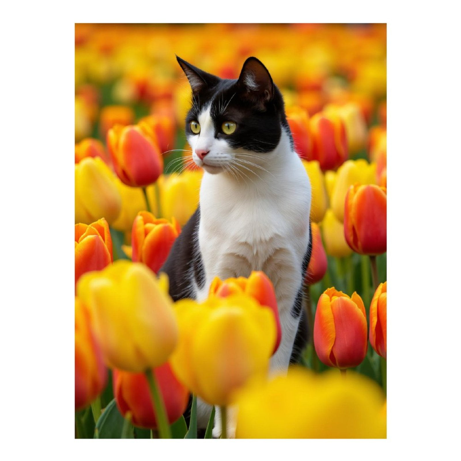 Diamond Art Kits for Adults - 5d Cat Among Vibrant Tulips Diamond Painting for Adults, Diamond Art for Adults Beginners, Diamond Painting Kits for Adults for Home Wall Decor