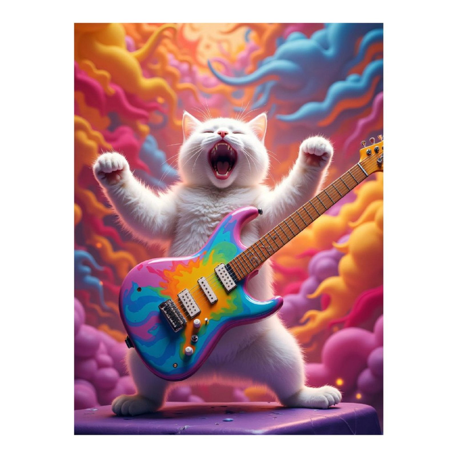 Diamond Art Kits for Adults - 5d Cat Rocking Colorful Guitar Diamond Painting for Adults, Diamond Art for Adults Beginners, Diamond Painting Kits for Adults for Home Wall Decor