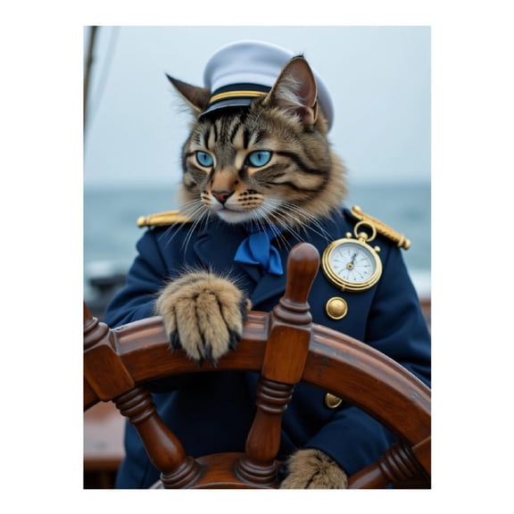 Diamond Art Kits for Adults - 5d Cat Sea Captain Steering Wheel Diamond Painting for Adults, Diamond Art for Adults Beginners, Diamond Painting Kits for Adults for Home Wall Decor