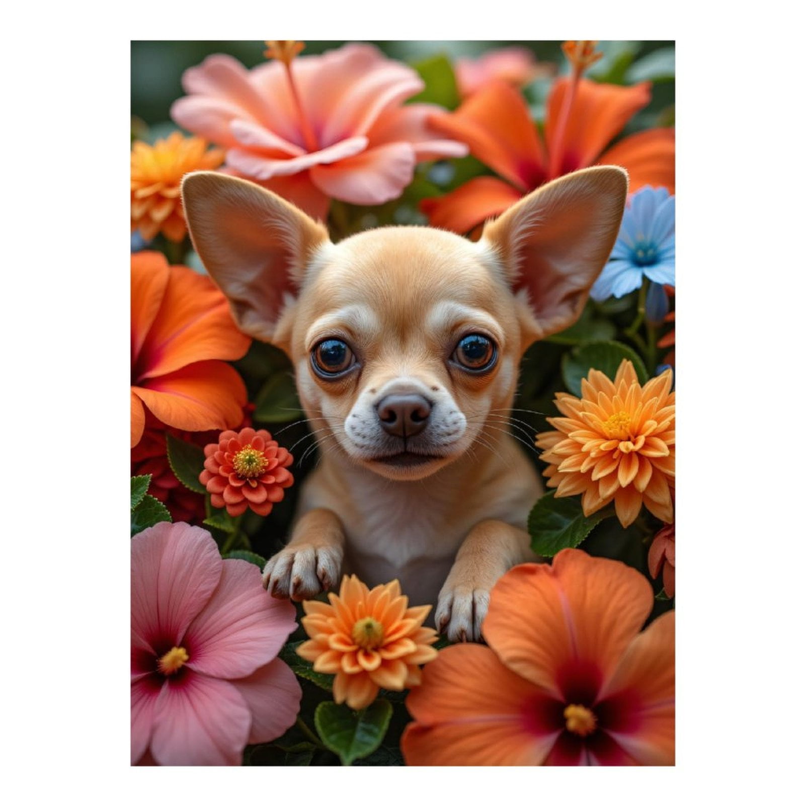 Diamond Art Kits for Adults - 5d Chihuahua Among Vibrant Blooms Diamond Painting for Adults, Diamond Art for Adults Beginners, Diamond Painting Kits for Adults for Home Wall Decor