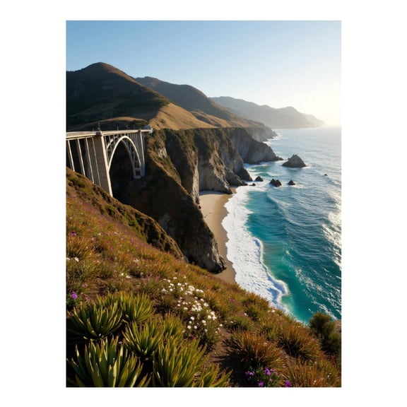 Diamond Art Kits for Adults - 5d Coastal Bridge Scenic Cliffs Ocean Diamond Painting for Adults, Diamond Art for Adults Beginners, Diamond Painting Kits for Adults for Home Wall Decor