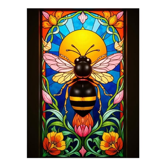 Diamond Art Kits for Adults - 5d Colorful Bee Stained Glass Art Deco Diamond Painting for Adults, Diamond Art for Adults Beginners, Diamond Painting Kits for Adults for Home Wall Decor