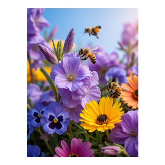 Diamond Art Kits for Adults - 5d Colorful Blooms With Bees Diamond Painting for Adults, Diamond Art for Adults Beginners, Diamond Painting Kits for Adults for Home Wall Decor