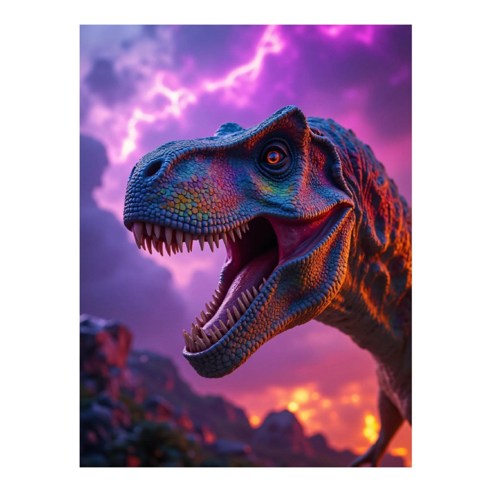 Diamond Art Kits for Adults - 5d Colorful Dinosaur Lightning Sky Diamond Painting for Adults, Diamond Art for Adults Beginners, Diamond Painting Kits for Adults for Home Wall Decor