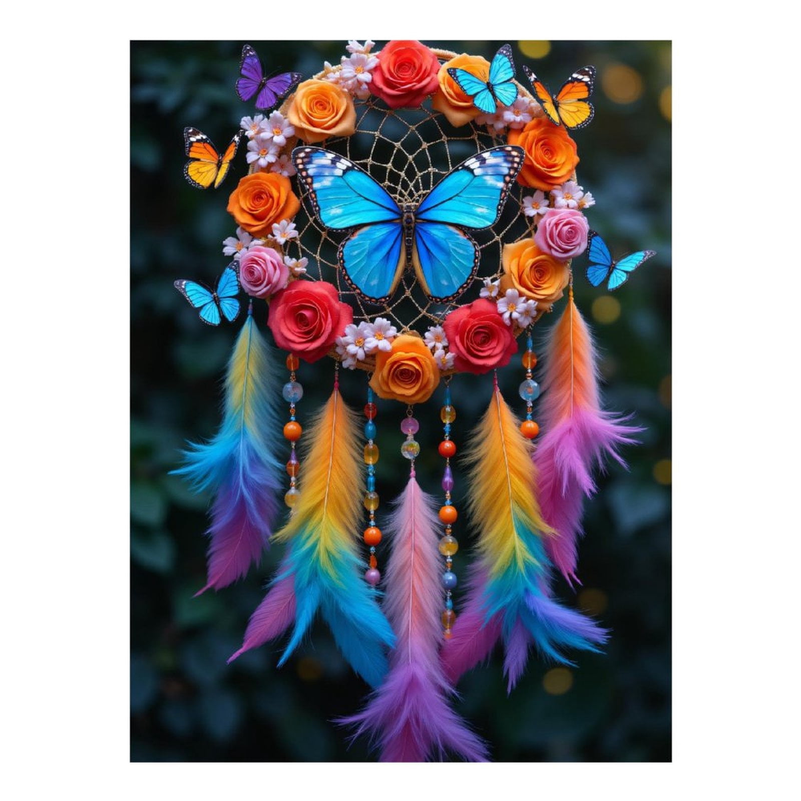 Diamond Art Kits for Adults - 5d Colorful Dreamcatcher With Butterflies Diamond Painting for Adults, Diamond Art for Adults Beginners, Diamond Painting Kits for Adults for Home Wall Decor
