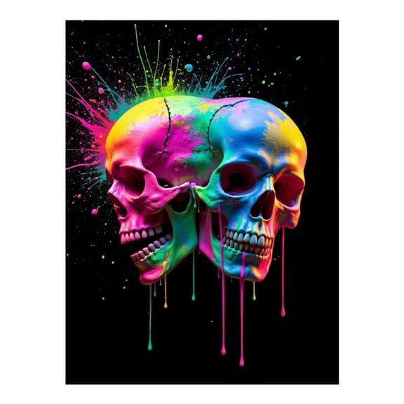 Diamond Art Kits for Adults - 5d Colorful Dual Skull Art Diamond Painting for Adults, Diamond Art for Adults Beginners, Diamond Painting Kits for Adults for Home Wall Decor