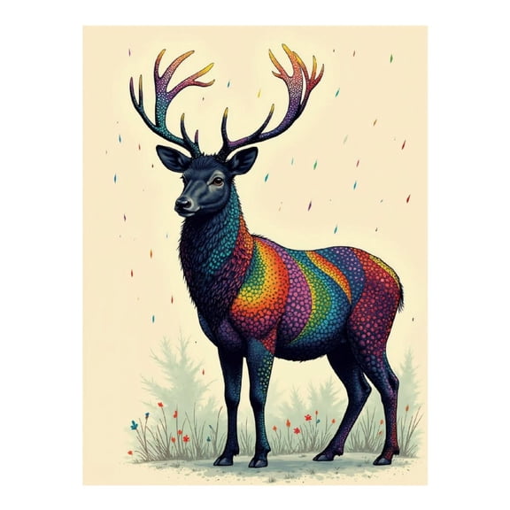 Diamond Art Kits for Adults - 5d Colorful Stag Illustration Art Rainforest Diamond Painting for Adults, Diamond Art for Adults Beginners, Diamond Painting Kits for Adults for Home Wall Decor