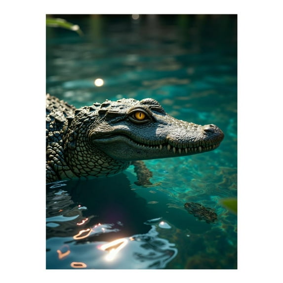 Diamond Art Kits for Adults - 5d Crocodile Sunlit Water Reflections Diamond Painting for Adults, Diamond Art for Adults Beginners, Diamond Painting Kits for Adults for Home Wall Decor