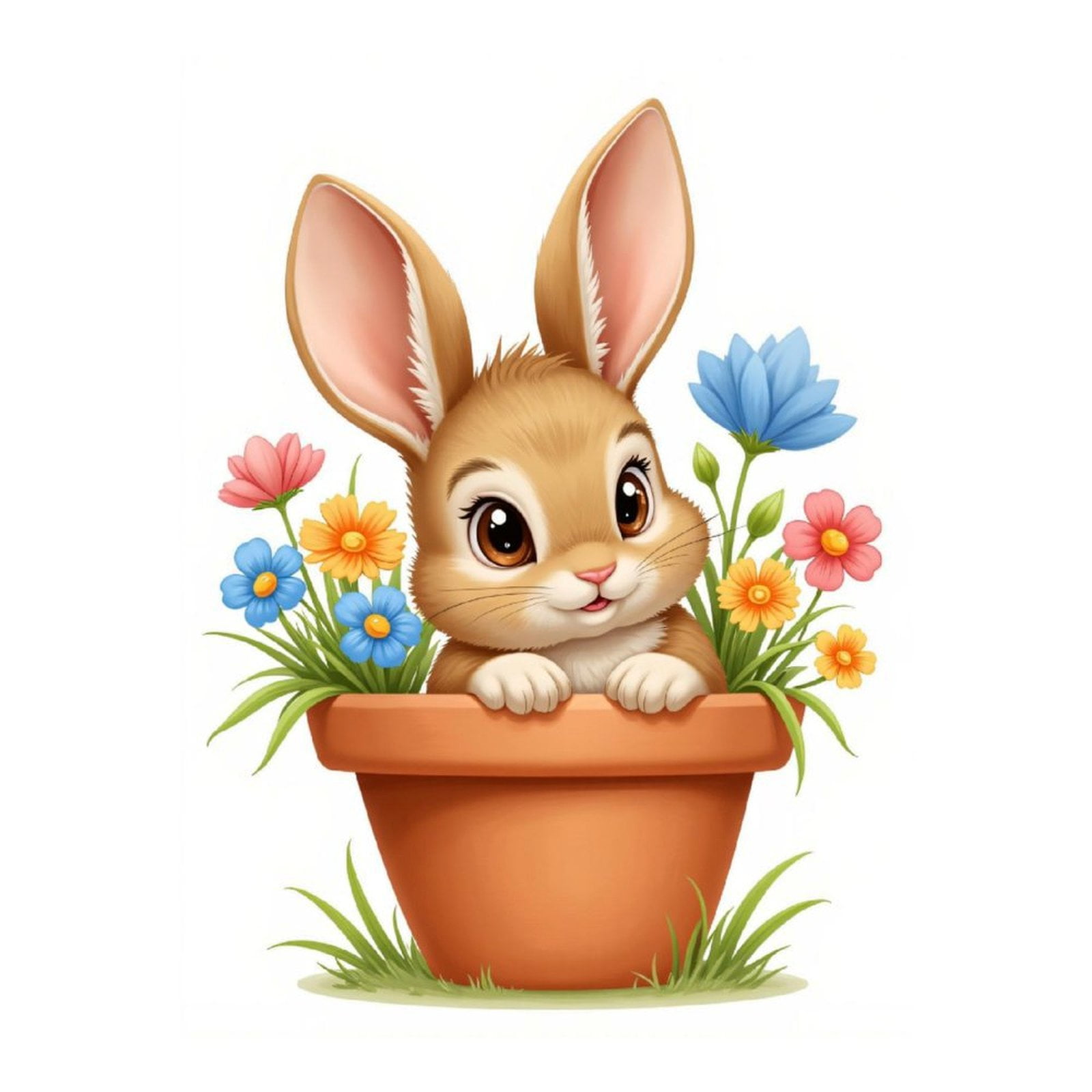 Diamond Art Kits for Adults - 5d Cute Bunny In Flower Pot Diamond