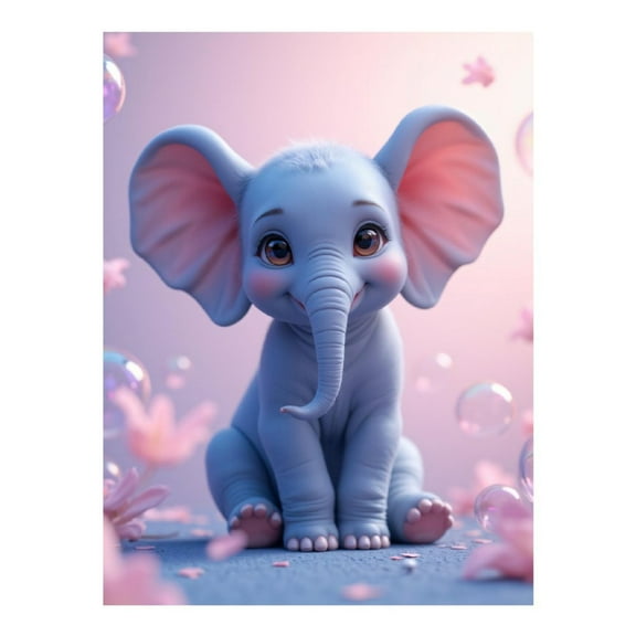 Diamond Art Kits for Adults - 5d Cute Elephant Bubbles Blossom Diamond Painting for Adults, Diamond Art for Adults Beginners, Diamond Painting Kits for Adults for Home Wall Decor