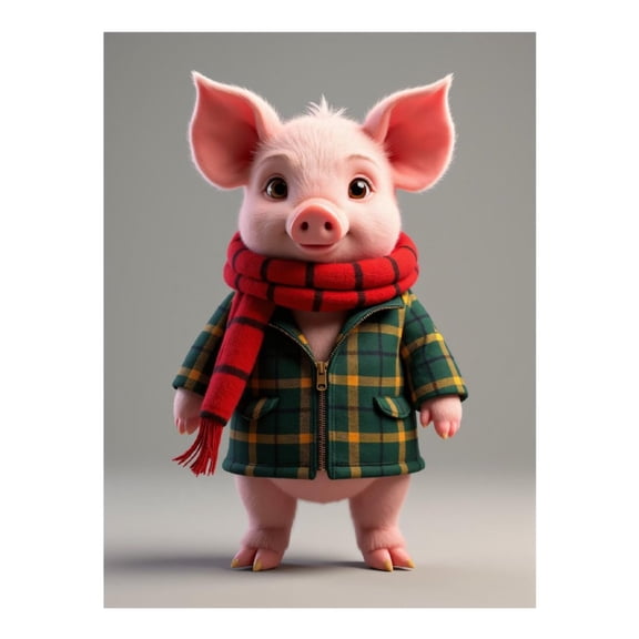 Diamond Art Kits for Adults - 5d Cute Piglet Plaid Scarf Jacket Diamond Painting for Adults, Diamond Art for Adults Beginners, Diamond Painting Kits for Adults for Home Wall Decor