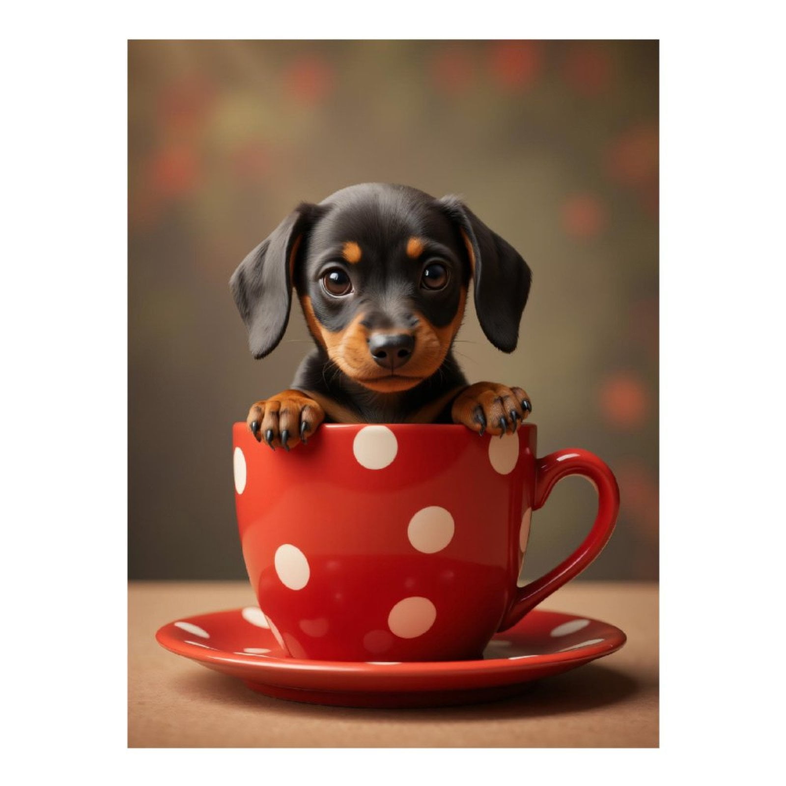 Diamond Art Kits for Adults - 5d Cute Puppy In Red Polka Dot Cup Diamond Painting for Adults, Diamond Art for Adults Beginners, Diamond Painting Kits for Adults for Home Wall Decor