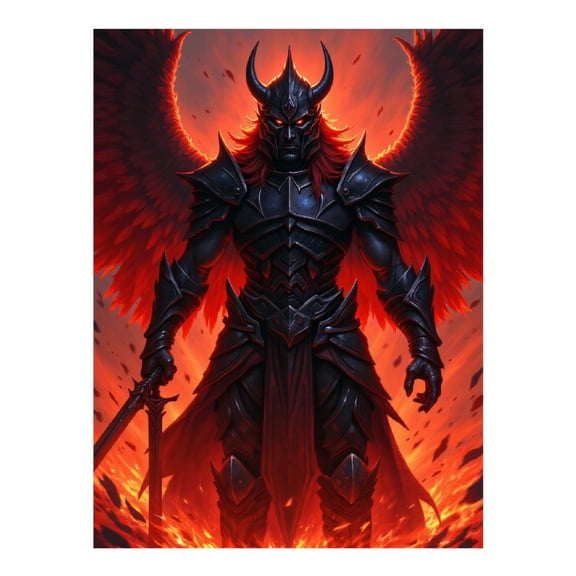 Diamond Art Kits for Adults - 5d Dark Winged Warrior Fiery Armor Diamond Painting for Adults, Diamond Art for Adults Beginners, Diamond Painting Kits for Adults for Home Wall Decor