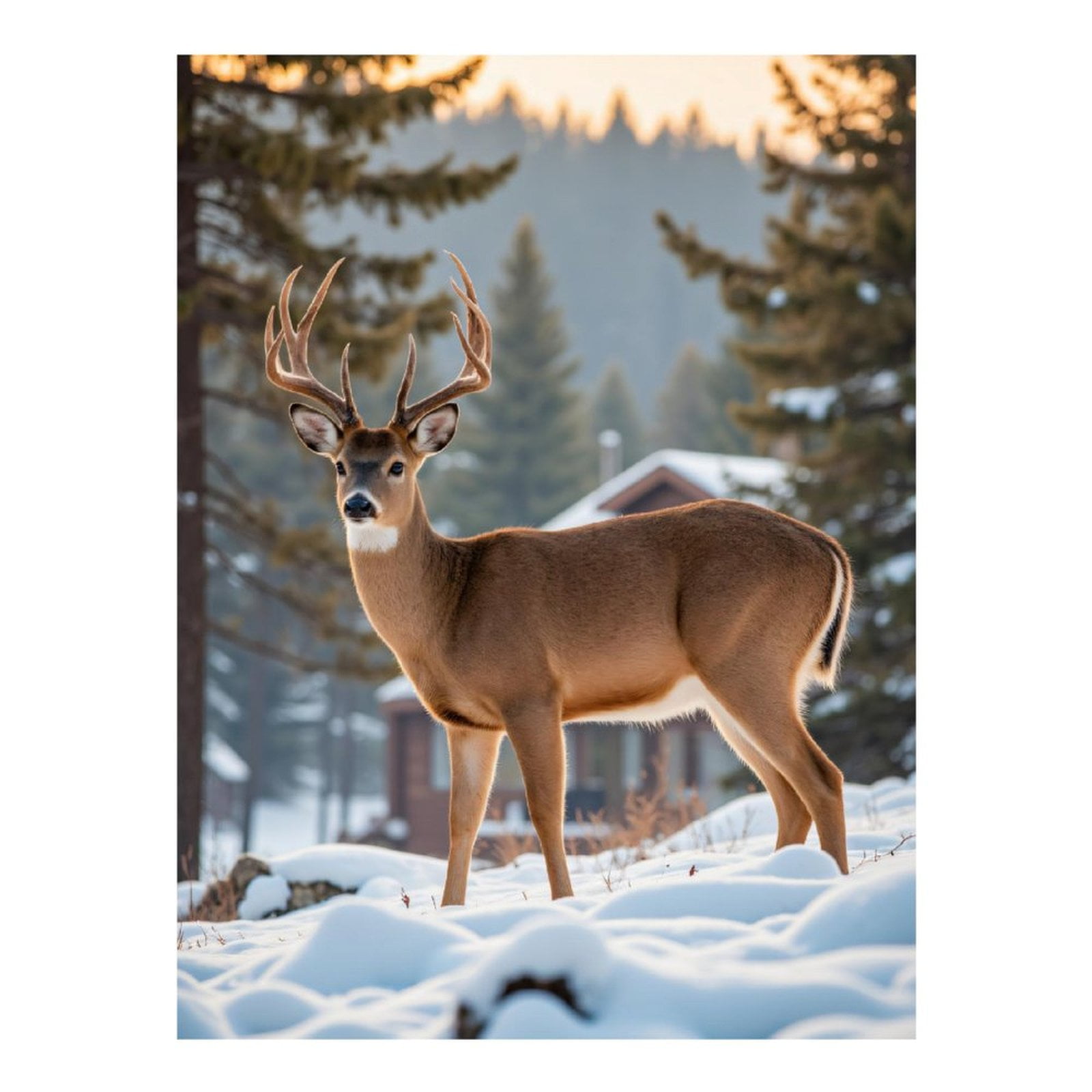Diamond Art Kits for Adults - 5d Deer In Winter Woodland Scene Diamond Painting for Adults, Diamond Art for Adults Beginners, Diamond Painting Kits for Adults for Home Wall Decor