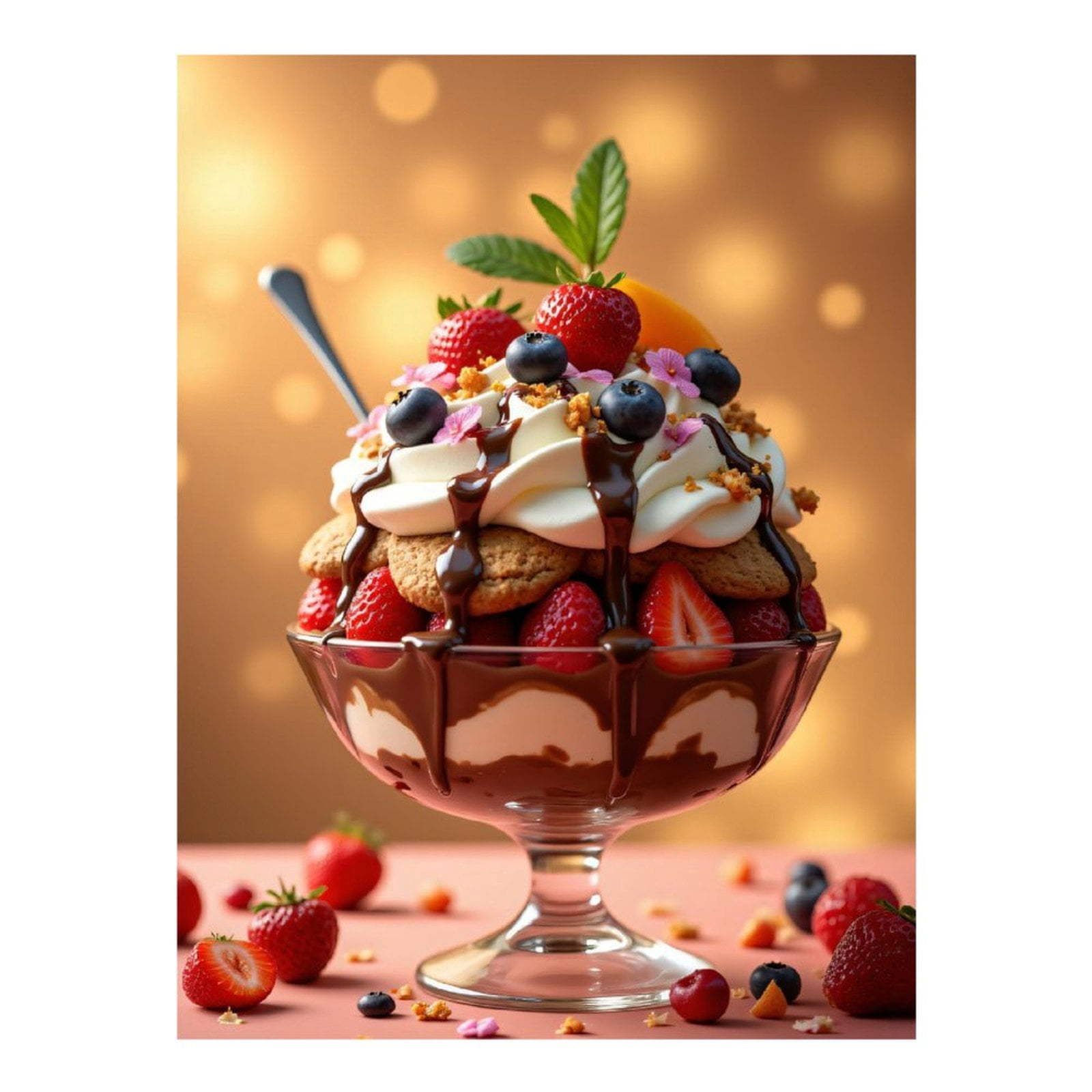 Diamond Art Kits for Adults - 5d Dessert Sundae with Fruits Cream Diamond Painting for Adults, Diamond Art for Adults Beginners, Diamond Painting Kits for Adults for Home Wall Decor