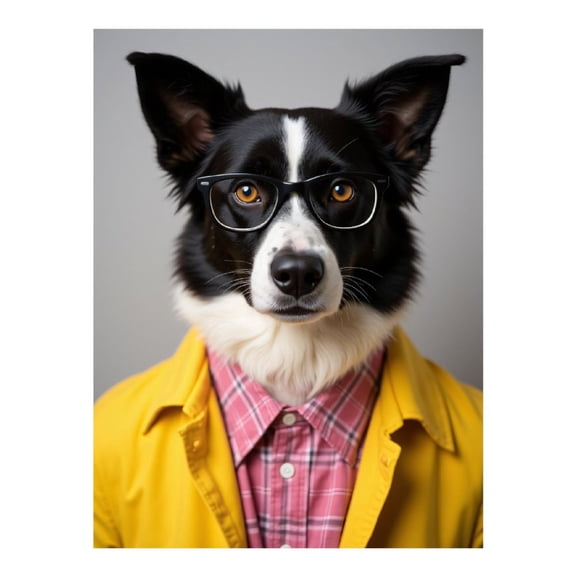 Diamond Art Kits for Adults - 5d Dog Glasses Plaid Shirt Yellow Jacket Diamond Painting for Adults, Diamond Art for Adults Beginners, Diamond Painting Kits for Adults for Home Wall Decor