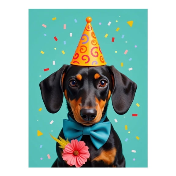 Diamond Art Kits for Adults - 5d Dog Party Hat Bowtie Confetti Diamond Painting for Adults, Diamond Art for Adults Beginners, Diamond Painting Kits for Adults for Home Wall Decor