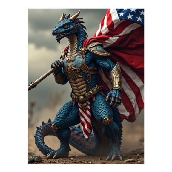 Diamond Art Kits for Adults - 5d Dragon Warrior Heroic Statue Flag Diamond Painting for Adults, Diamond Art for Adults Beginners, Diamond Painting Kits for Adults for Home Wall Decor