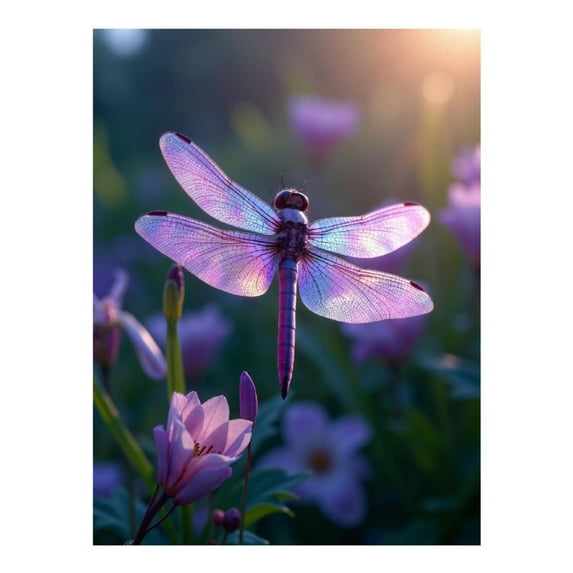 Diamond Art Kits for Adults - 5d Dragonfly Radiant Wings Flowers Diamond Painting for Adults, Diamond Art for Adults Beginners, Diamond Painting Kits for Adults for Home Wall Decor