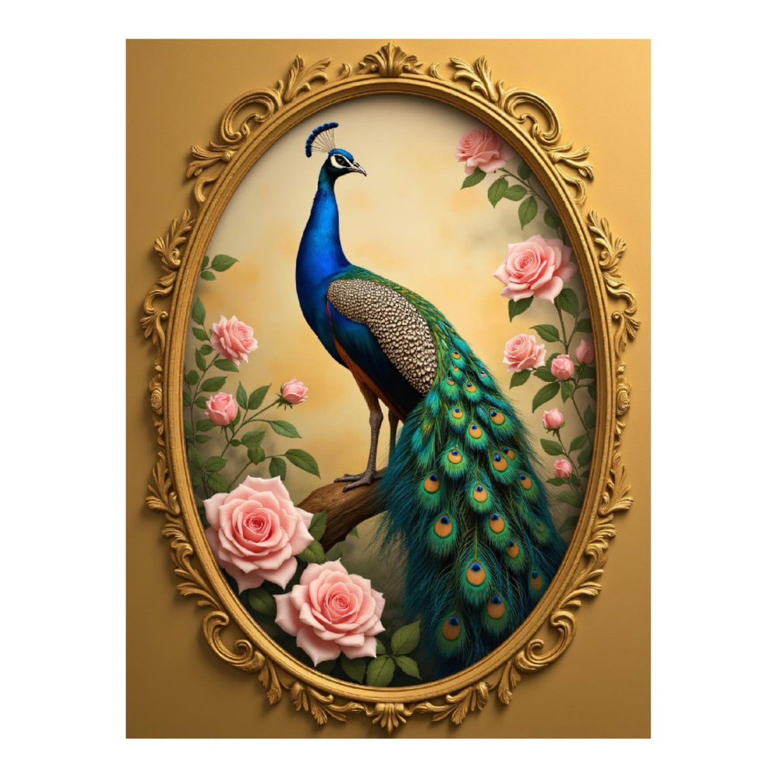 Diamond Art Kits for Adults - 5d Elegant Peacock With Pink Roses Diamond Painting for Adults, Diamond Art for Adults Beginners, Diamond Painting Kits for Adults for Home Wall Decor