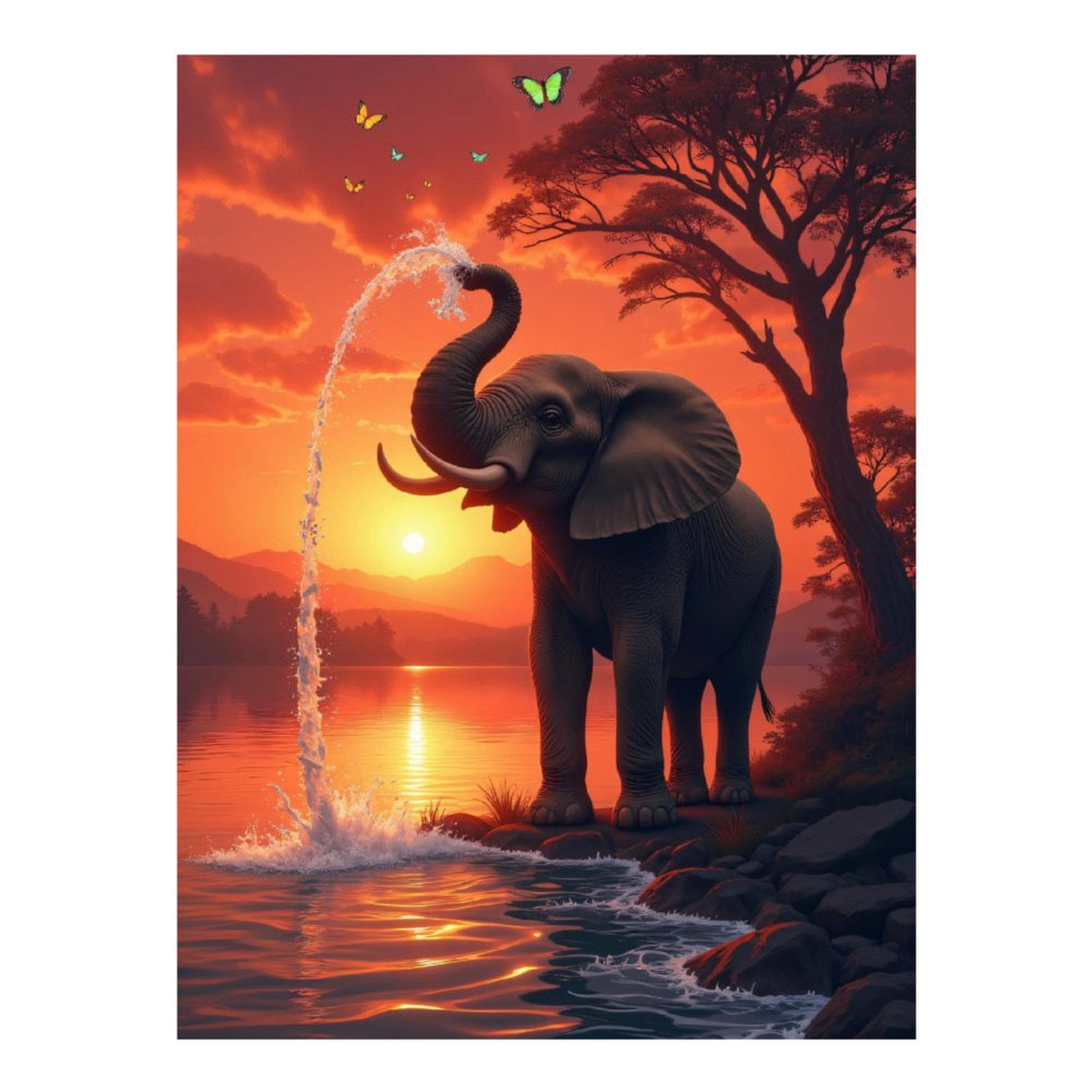 Diamond Art Kits for Adults - 5d Elephant Majestic Sunset Scene Diamond Painting for Adults, Diamond Art for Adults Beginners, Diamond Painting Kits for Adults for Home Wall Decor