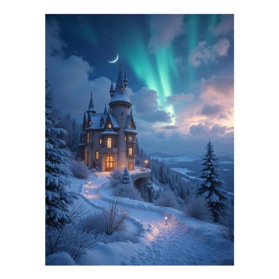 Diamond Art Kits for Adults - 5d Enchanted Winter Castle Aurora Diamond Painting for Adults, Diamond Art for Adults Beginners, Diamond Painting Kits for Adults for Home Wall Decor