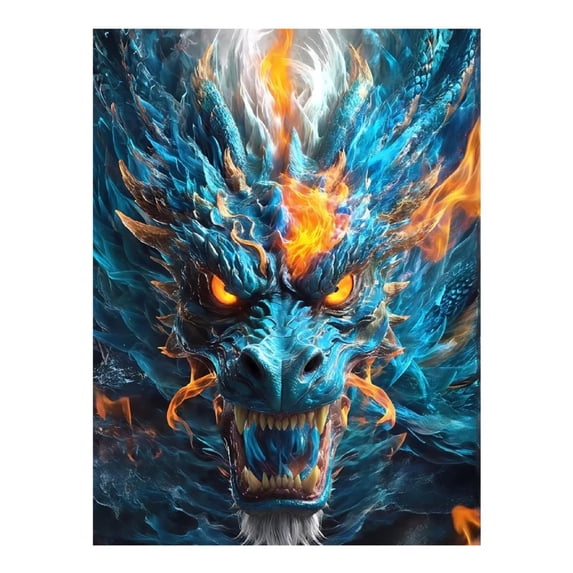 Diamond Art Kits for Adults - 5d Epic Fiery Blue Dragon Fantasy Diamond Painting for Adults, Diamond Art for Adults Beginners, Diamond Painting Kits for Adults for Home Wall Decor