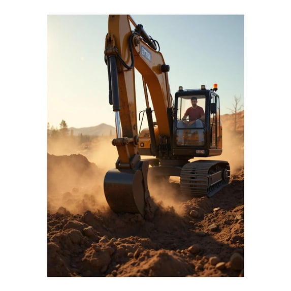 Diamond Art Kits for Adults - 5d Excavator Working Dusty Landscape Diamond Painting for Adults, Diamond Art for Adults Beginners, Diamond Painting Kits for Adults for Home Wall Decor