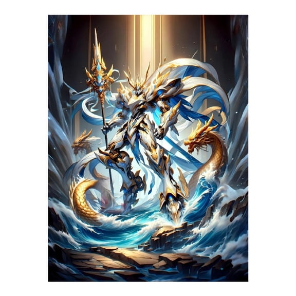 Diamond Art Kits for Adults - 5d Fantasy Warrior Armor Ocean Dragon Diamond Painting for Adults, Diamond Art for Adults Beginners, Frameless Diamond Painting Kits for Adults for Home Wall Decor