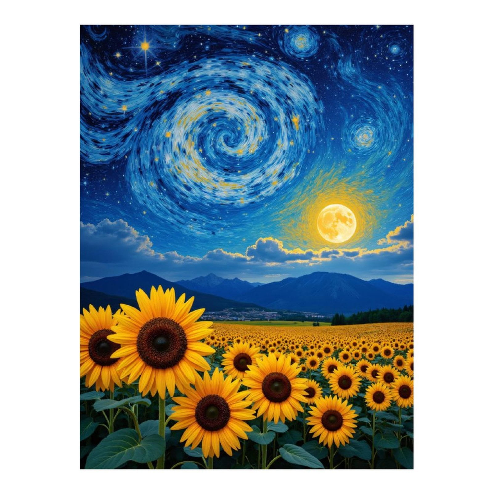 Diamond Art Kits for Adults - 5d Field Of Sunflowers Under Starry Sky ...